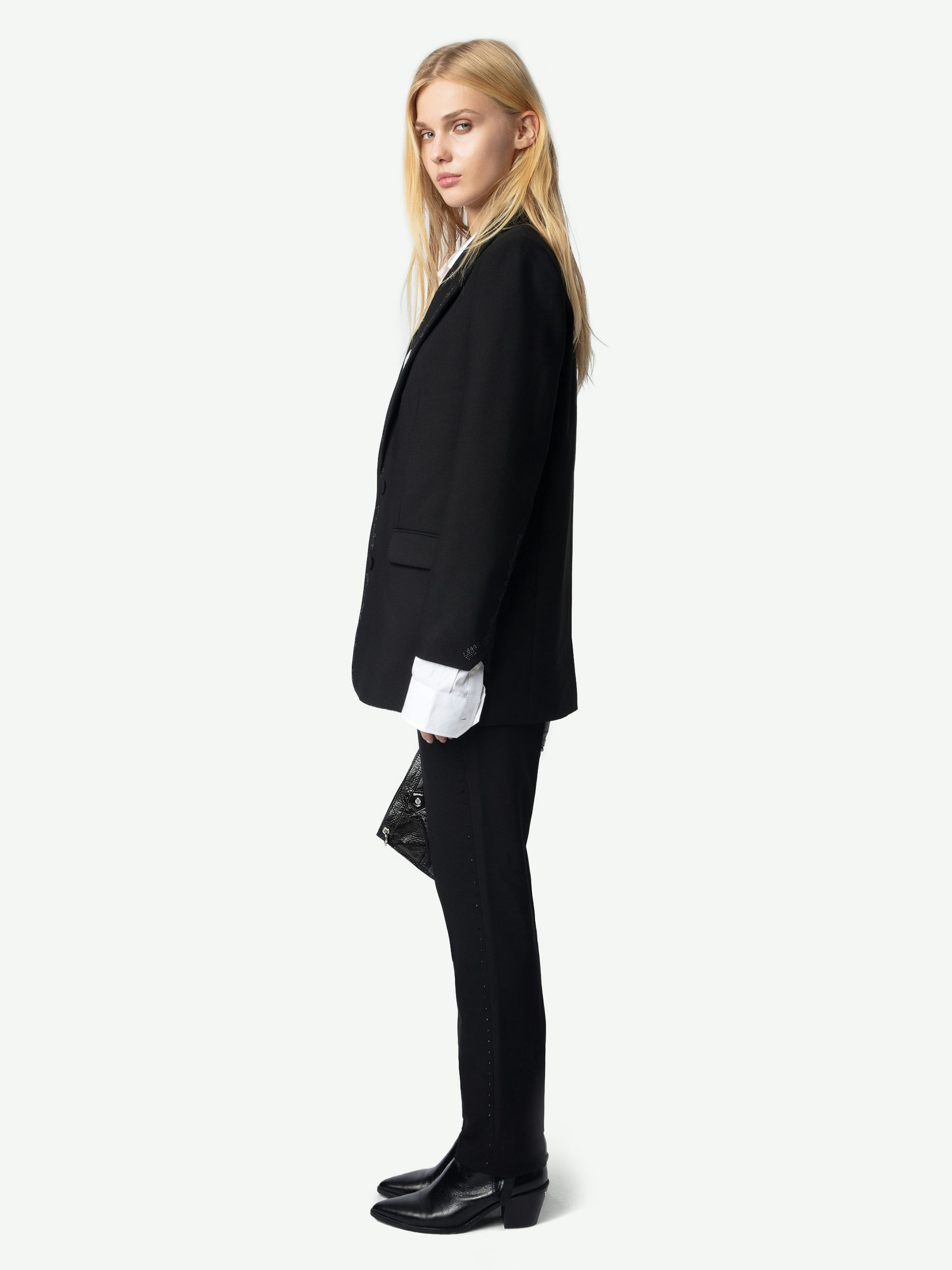 Viva Blazer - Tailored structured blazer with button-up fastening and rhinestones.